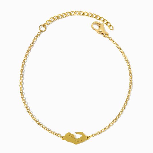 Pulseira com Nossa Senhora SL2182 - Aço Inox Dourado