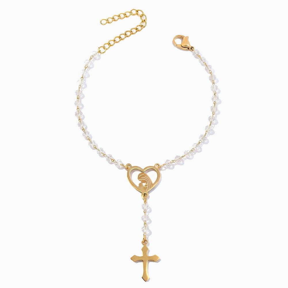 Pulseira Rosário SL2356F - Aço Inox com Cristal