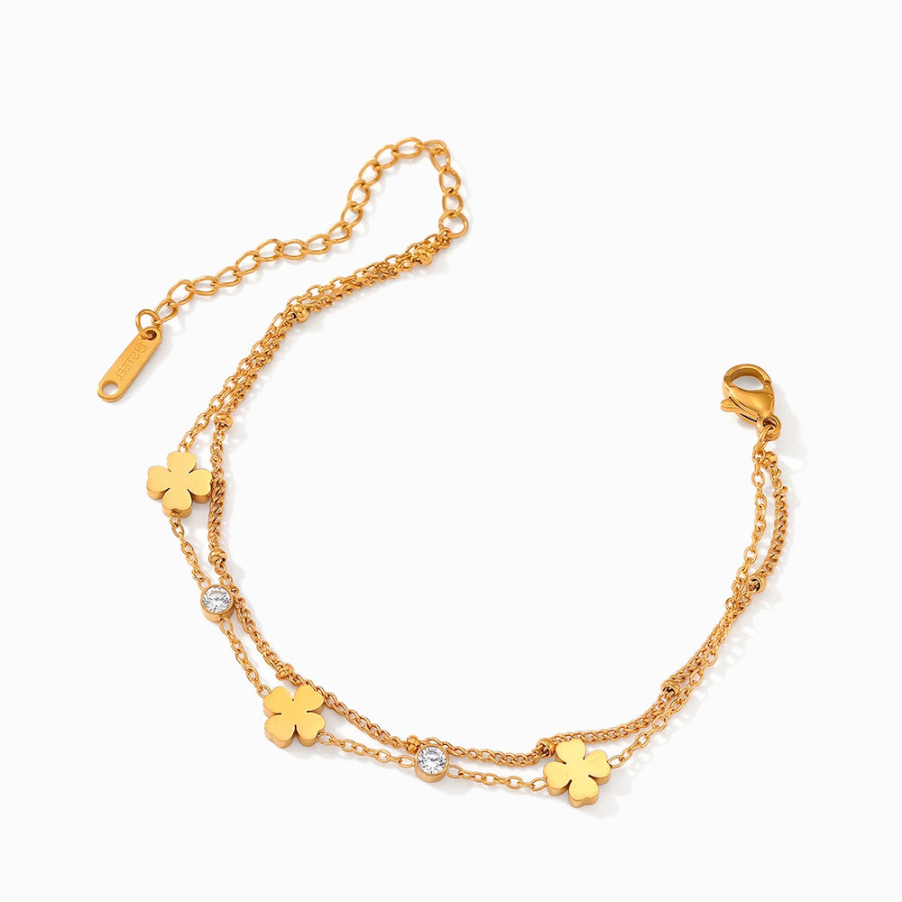 Pulseira Trevo de Coração SL2386 - Aço Inox