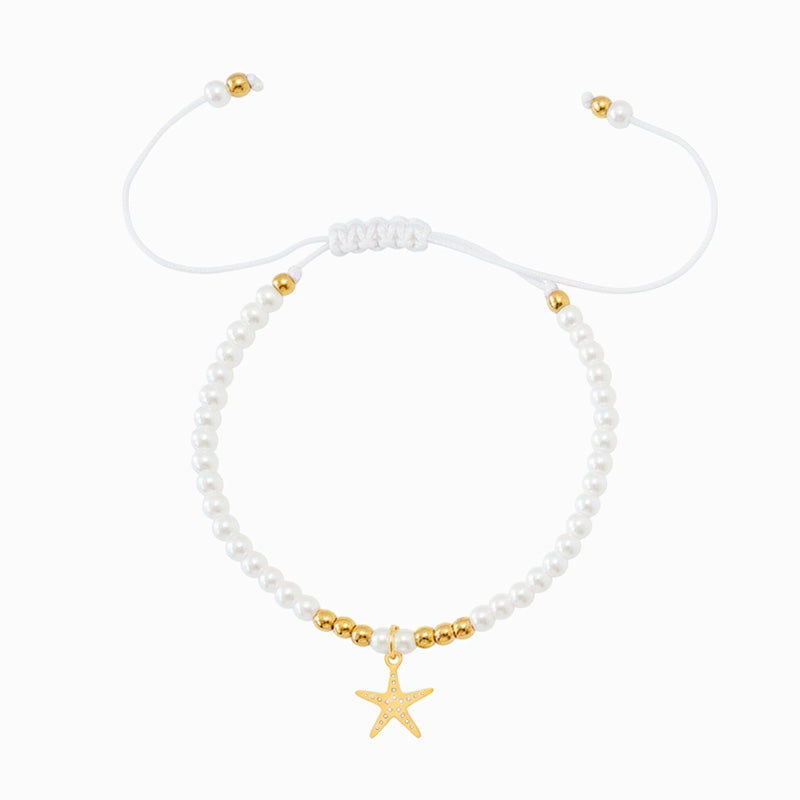 Pulseira Verão Ajustável SL3114 - Aço Inox com Pérola