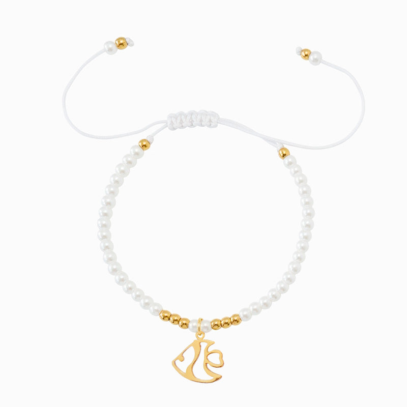 Pulseira Verão Ajustável SL3114 - Aço Inox com Pérola