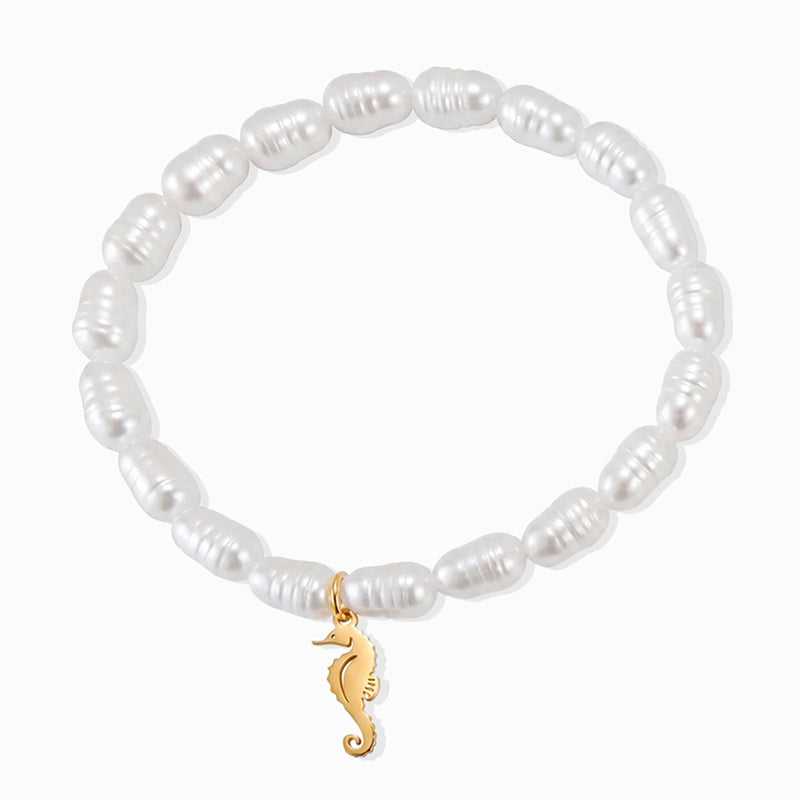 Conjunto 10 Pulseiras Elásticas Verão SL3116 - Aço Inox com Pérola