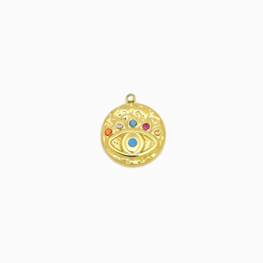 Turkish Eye Pendant with Diamond 15mm - Stainless Steel