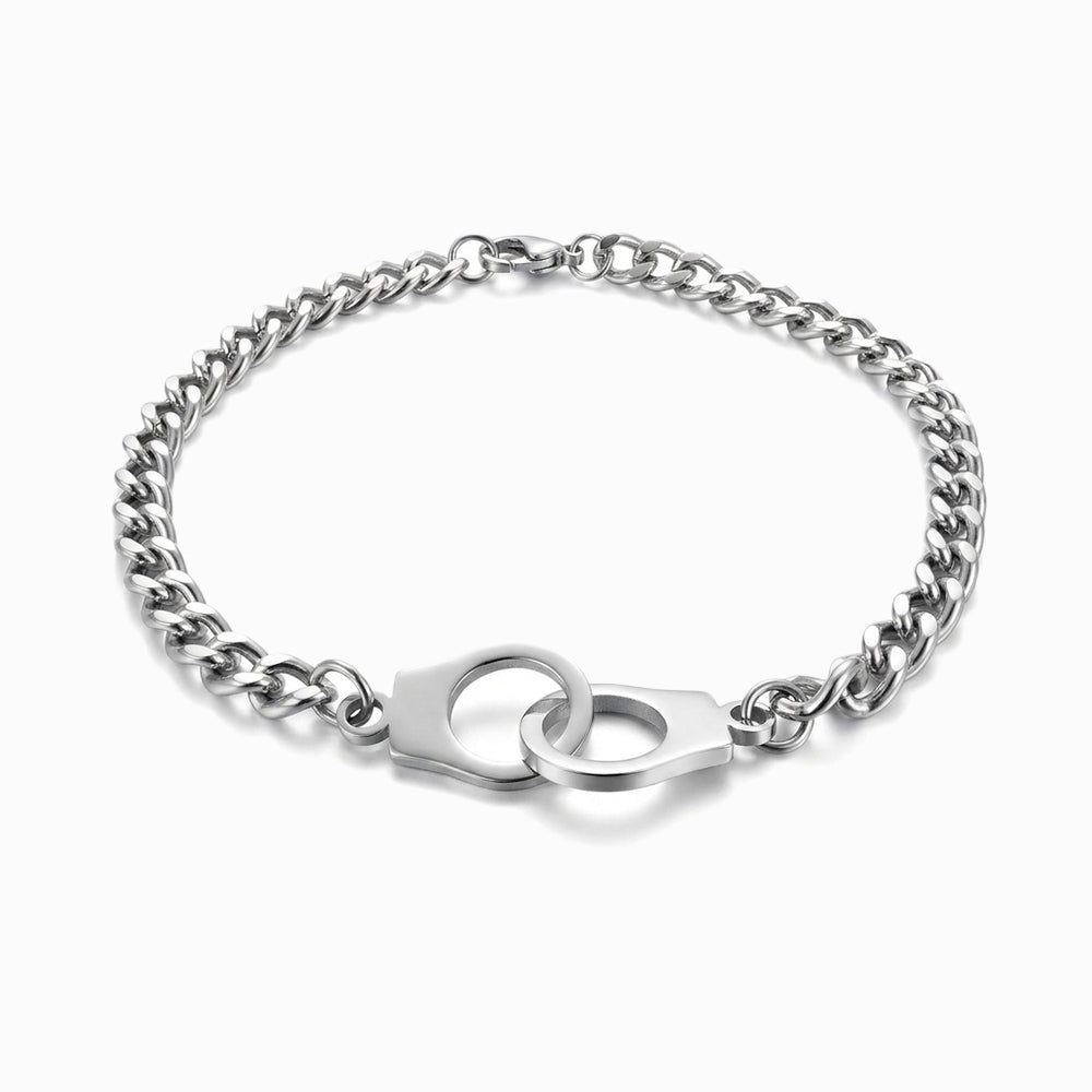 Pulseira Algemas de Aço Inox Prateado