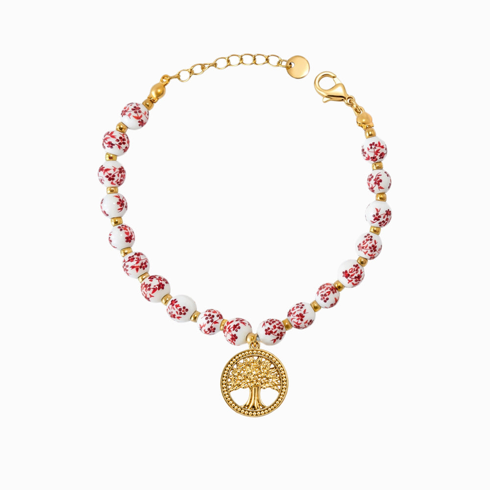 Pulseira Cerâmica com Árvore da Vida SL3119 - Aço Inox