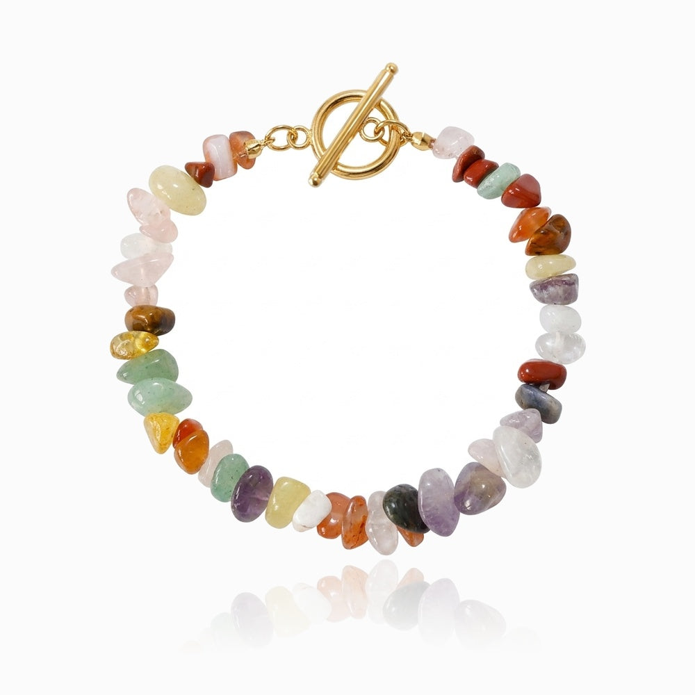 Pulseira Colorida PN4063-JDR070 - Pedra Natural e Aço Inox
