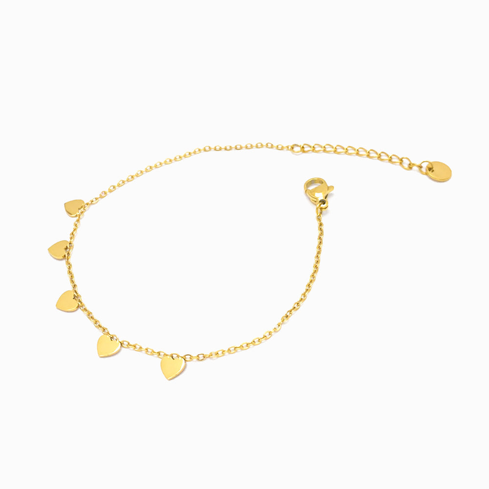Pulseira Gargantilhas Coração SL3005 - Aço Inox Dourado
