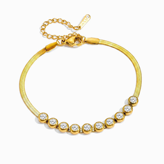 Pulseira Malha Snake com Pedras de Nascimento SL2309 - Aço Inox