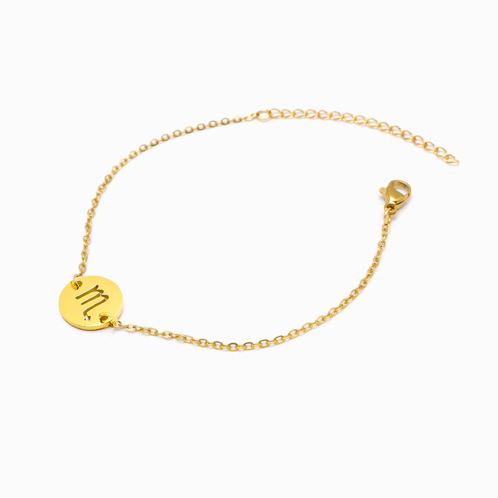 Pulseira Signo Escorpião em Aço Inox Dourado 