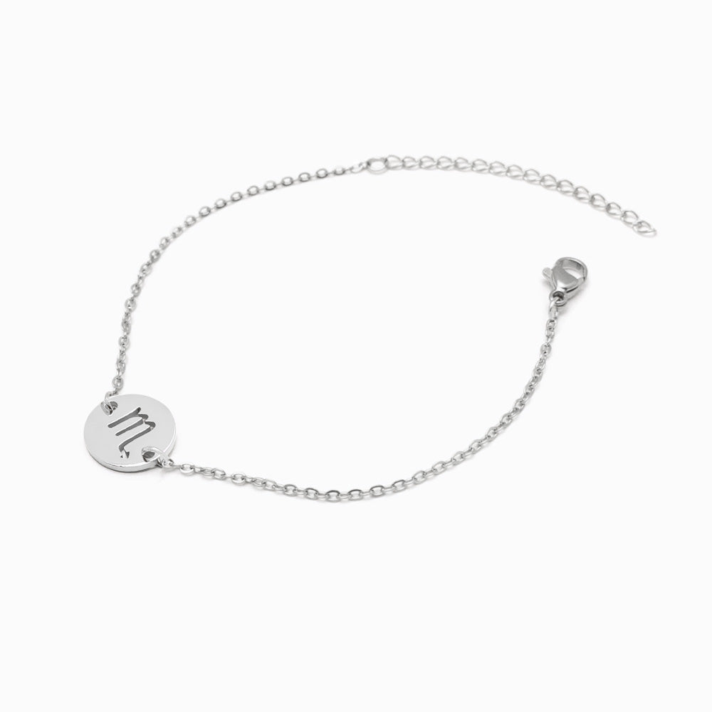 Pulseira Signo Escorpião em Aço Inox Prateado