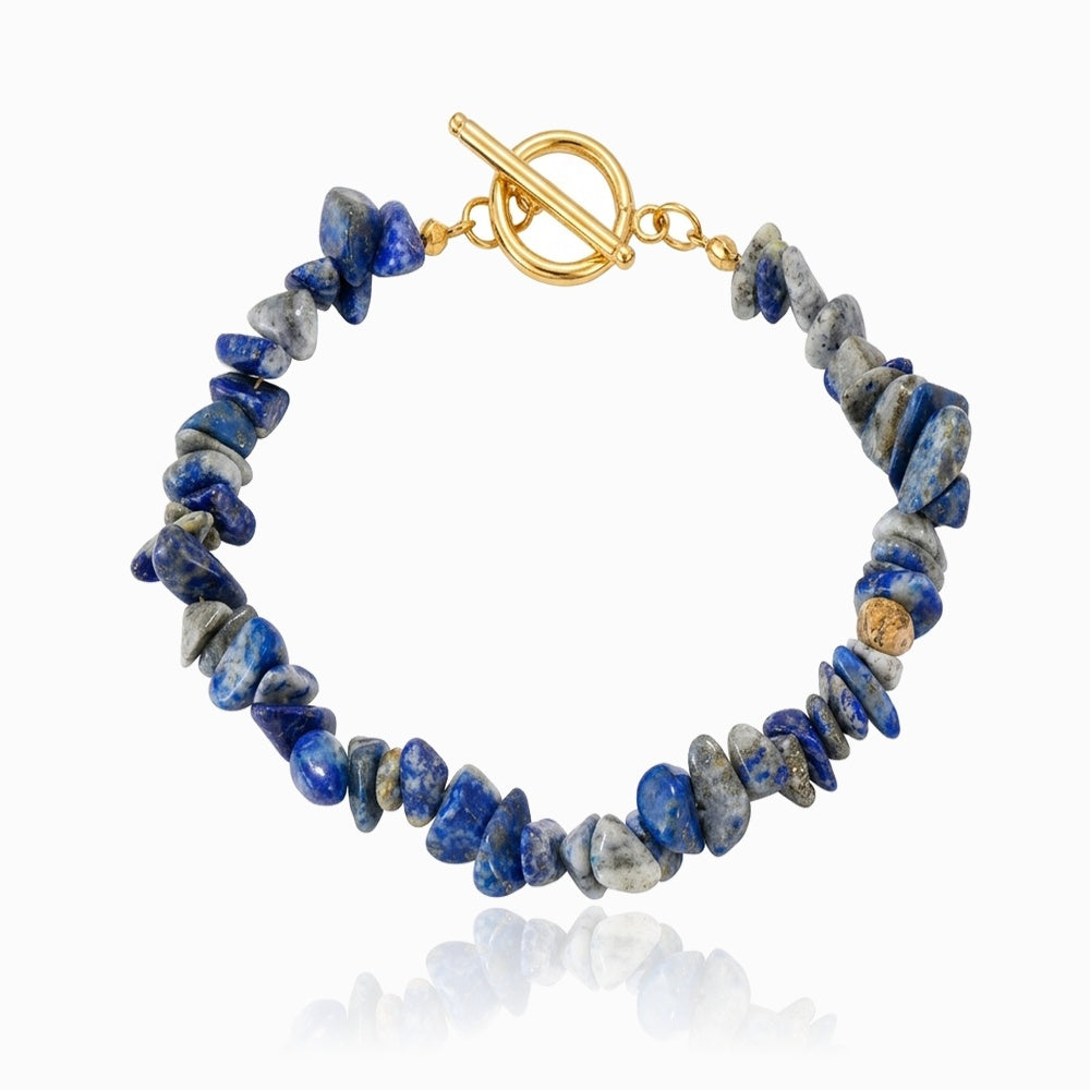 Pulseira de Cascalho Lápis-lazuli PN4074-JDR080 - Aço Inox