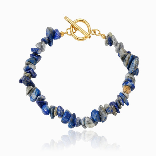 Pulseira de Cascalho Lápis-lazuli PN4074-JDR080 - Aço Inox