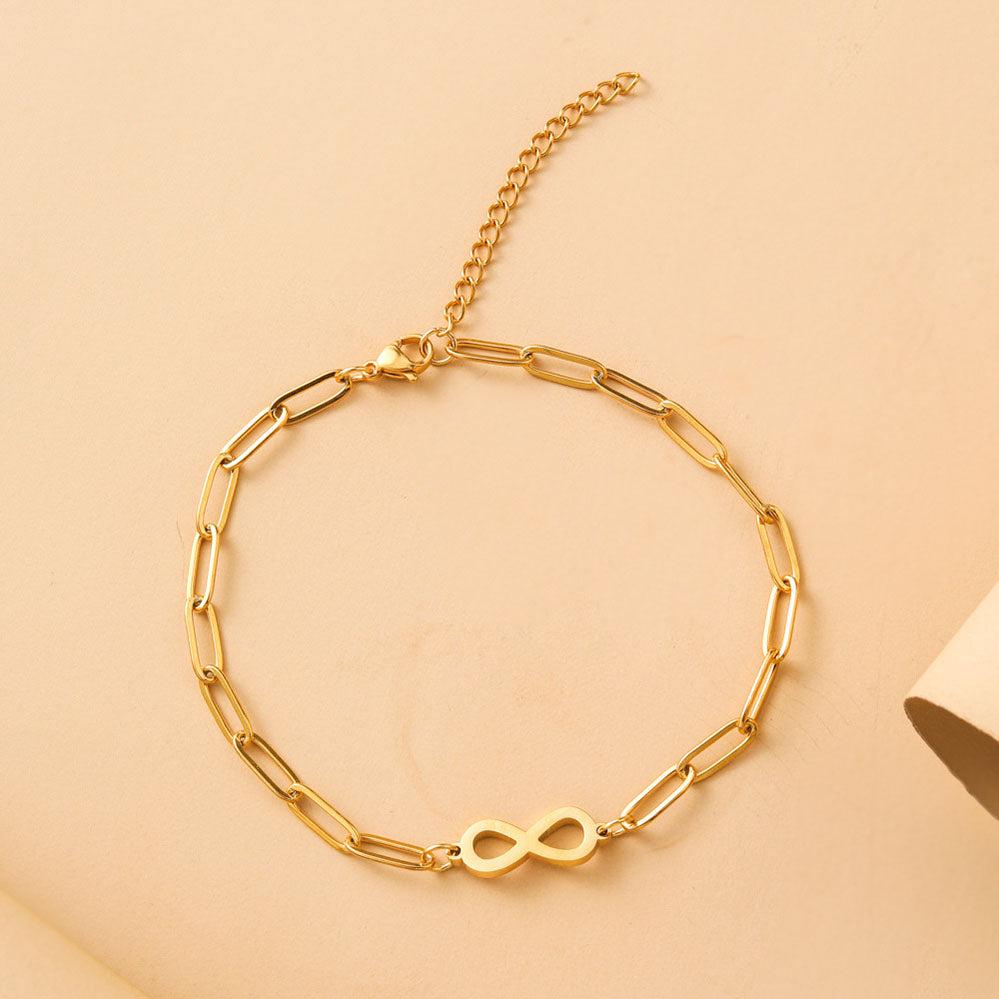 Pulseira de Pé com Símbolo do Infinito - Aço Inox Dourado