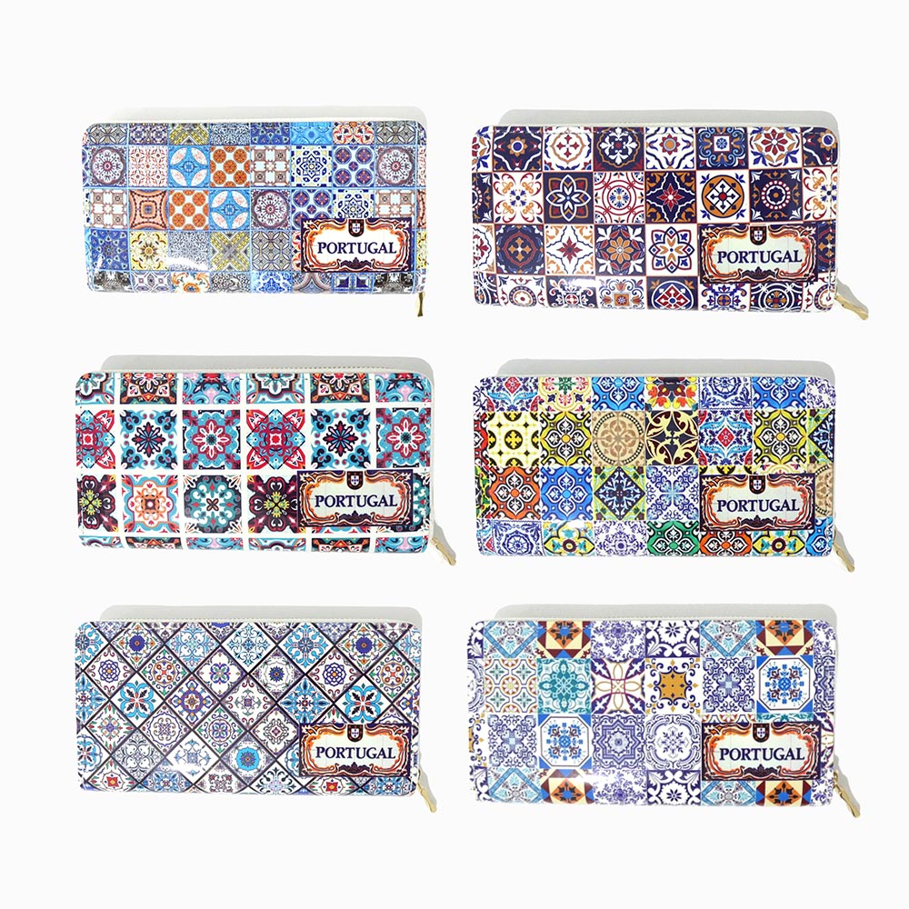 Conjunto 6un Carteira Clássica com Padrão Azulejos PT5032