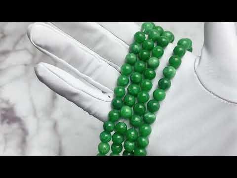 Apresentação Fiada Contas Jade Verde 8mm
