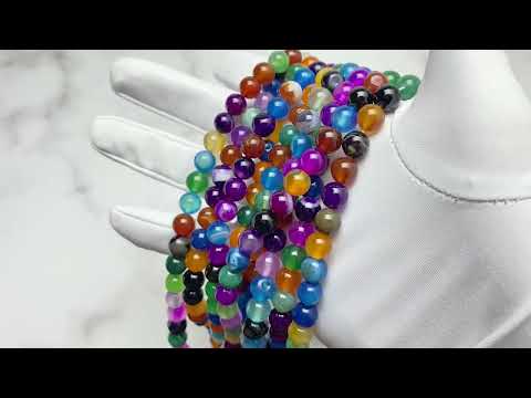 Apresentação Fiada Contas Pedra Ágata Mix 8mm