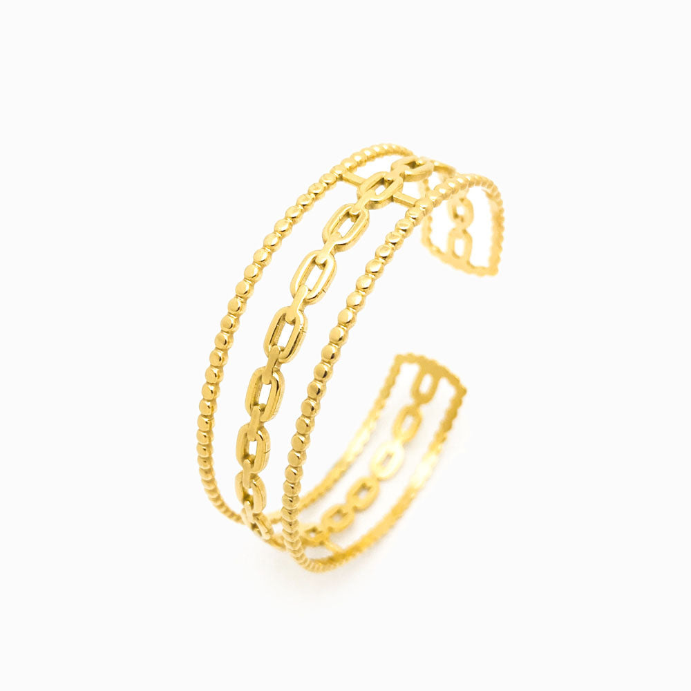 Bracelete Masculina Aço Inox Dourado SZ1015