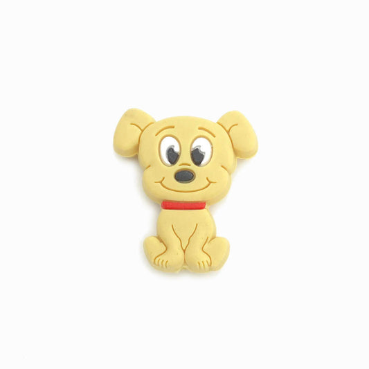 Contas de silicone para prendedor de chucha design cão 28x25mm amarelo torrado