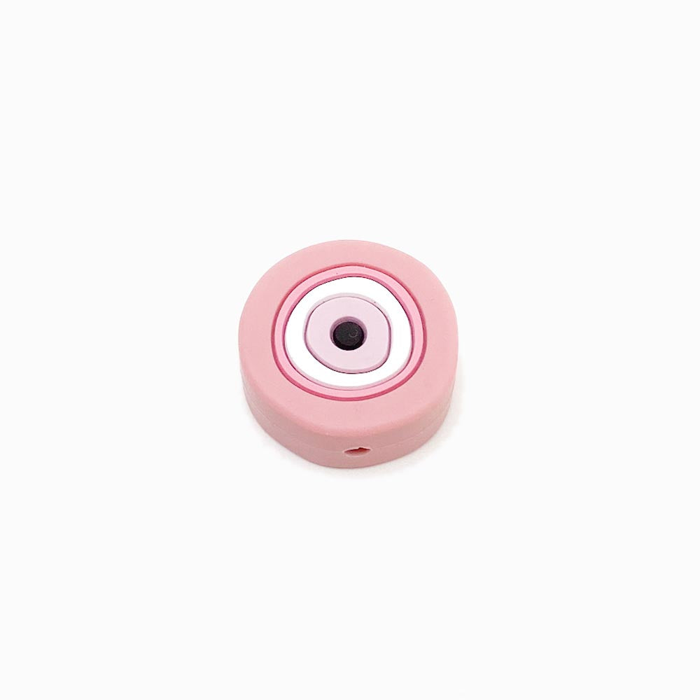 Contas de silicone para prendedor de chucha olho grego 20mm rosa velho