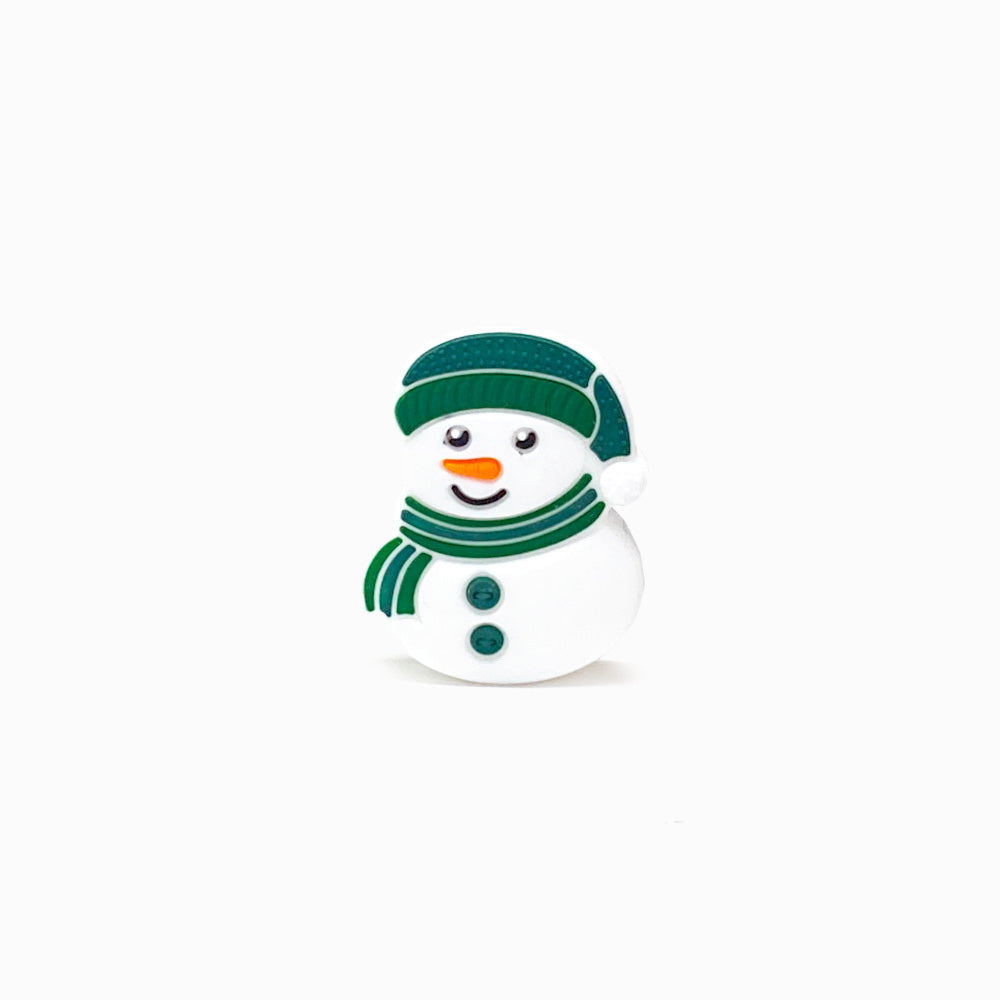Contas de Silicone Boneco de Neve Verde 30x23mm