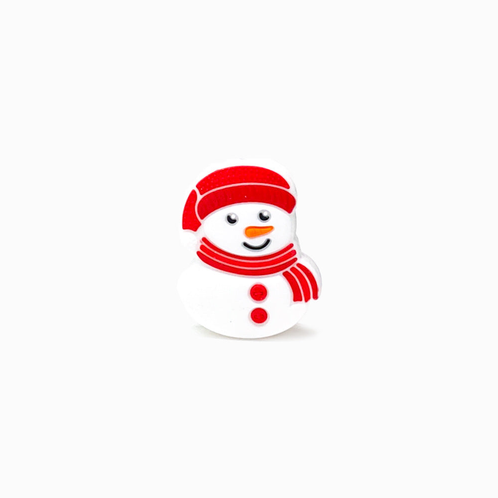 Contas de Silicone Boneco de Neve Vermelho 30x23mm