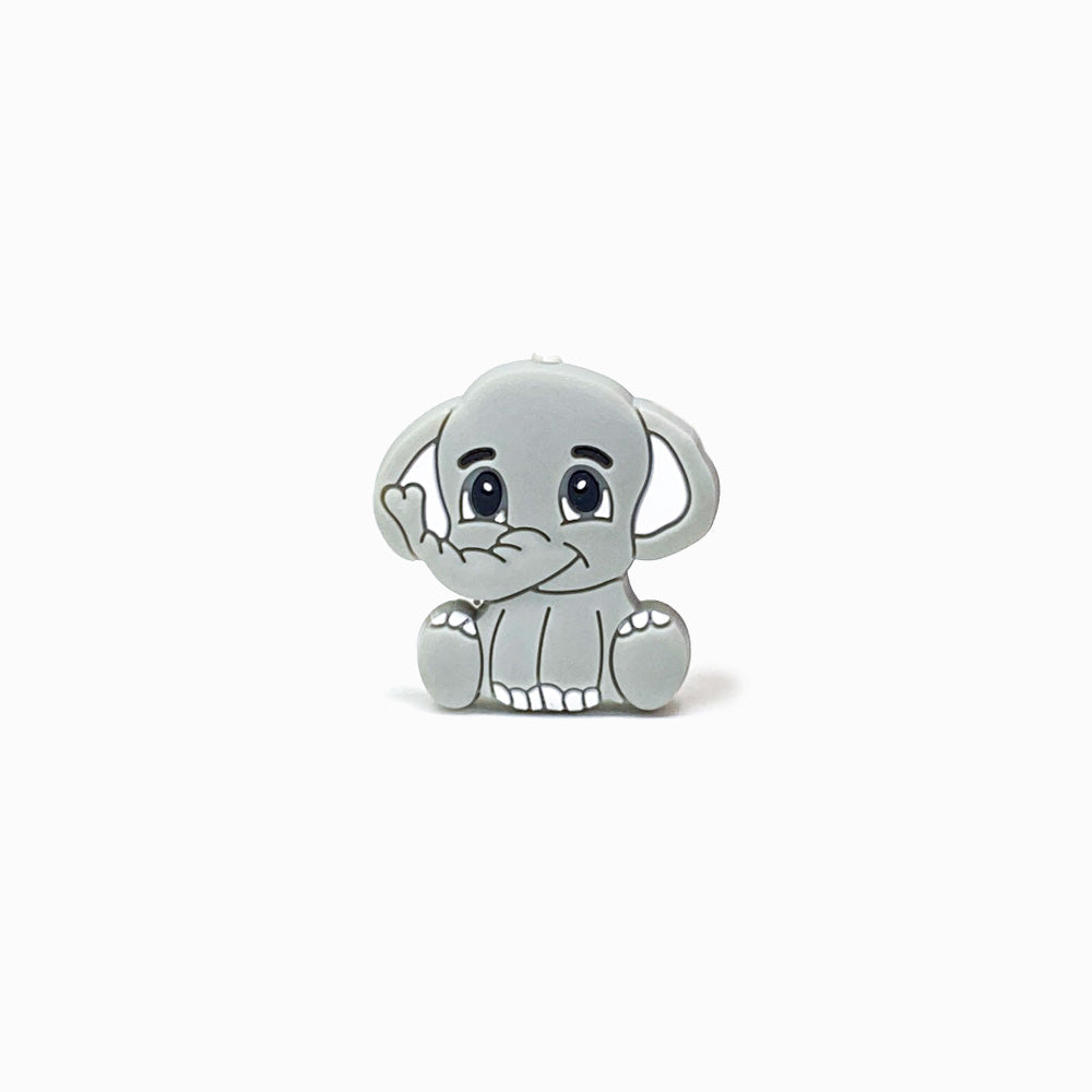 Contas de Silicone Elefante Cinza 29x28mm