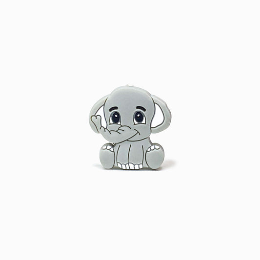 Contas de Silicone Elefante Cinza 29x28mm