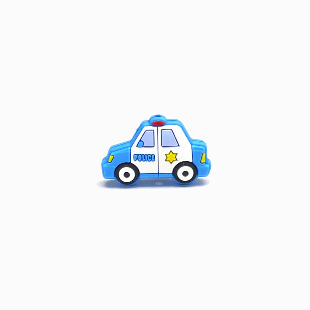 Contas de Silicone para Prendedor de Chucha Carro de Polícia 35x23mm AZUL