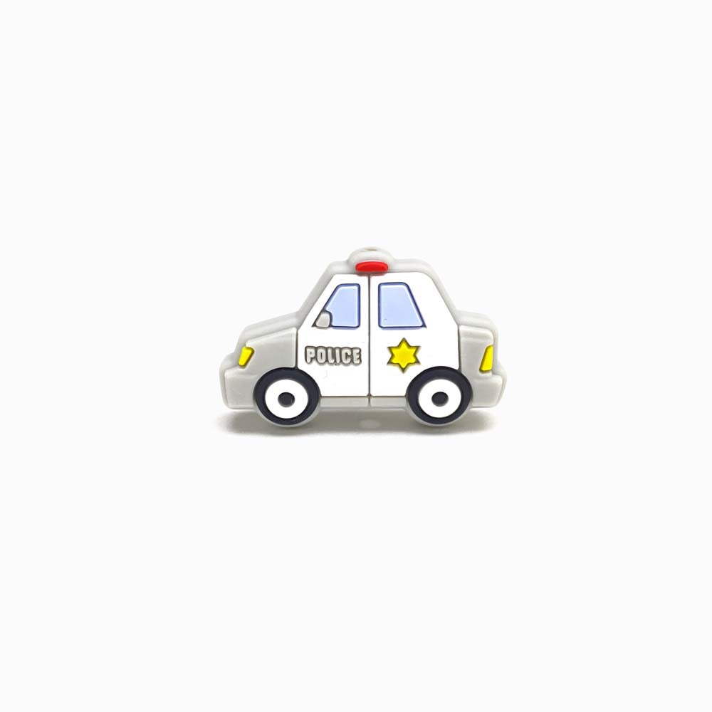 Contas de Silicone para Prendedor de Chucha Carro de Polícia 35x23mm CINZA