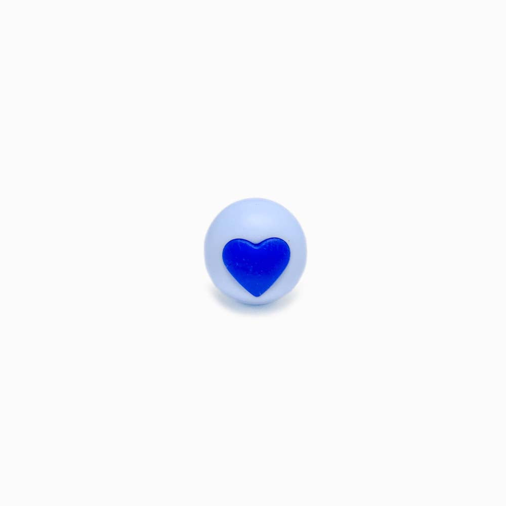 Contas de Silicone com Coração 15mm AZUL