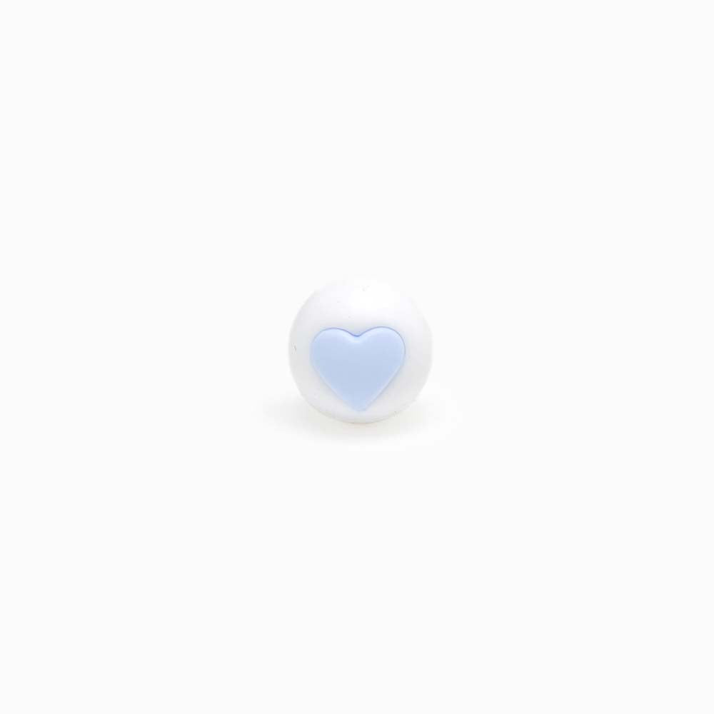Contas de Silicone com Coração 15mm AZUL BEBÉ