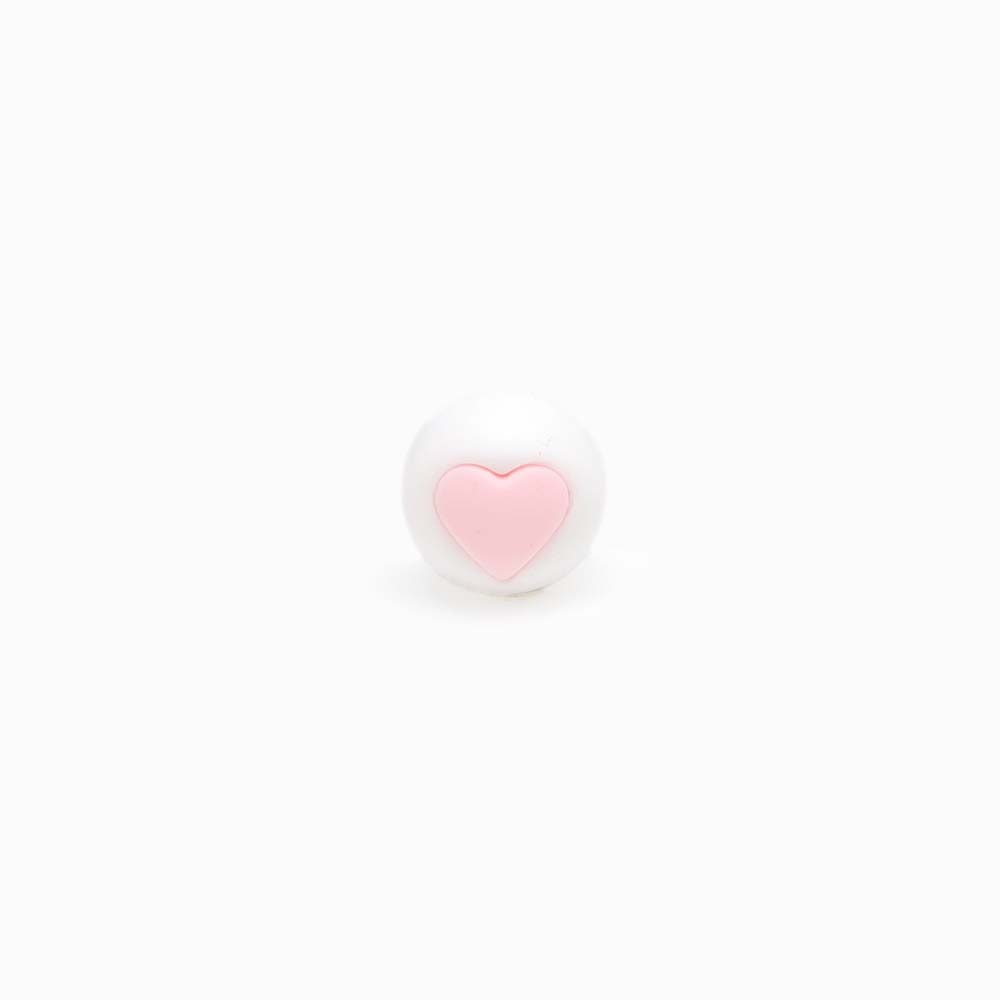Contas de Silicone com Coração 15mm ROSA BEBÉ