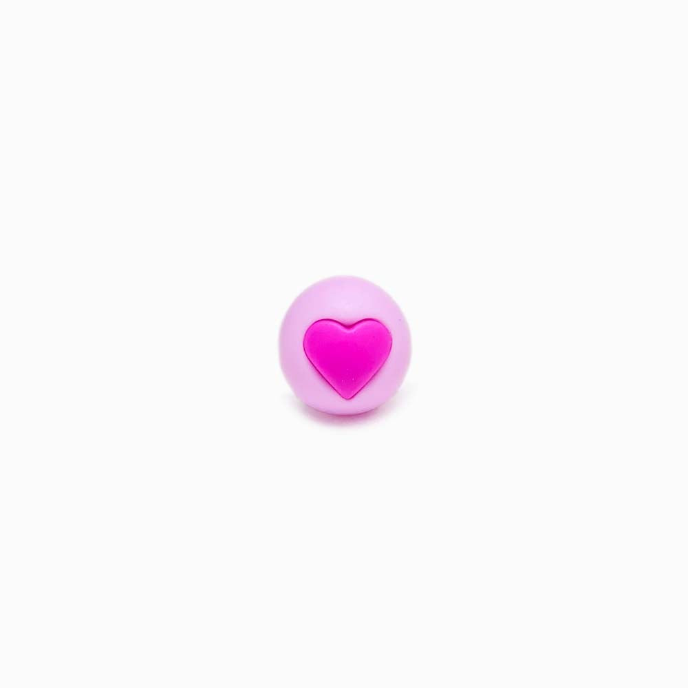 Contas de Silicone com Coração 15mm ROSA CHOQUE