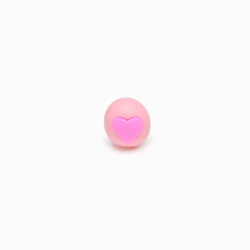 Contas de Silicone com Coração 15mm ROSA FORTE