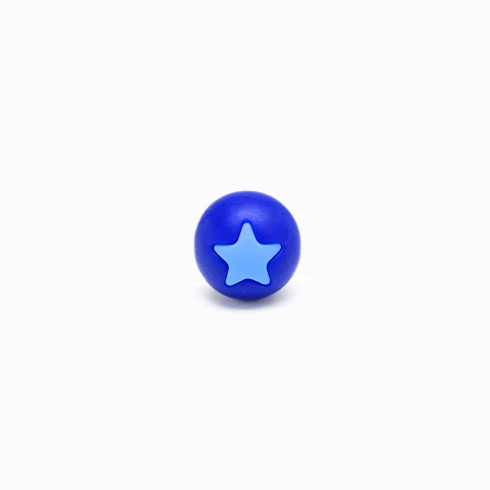 Contas de Silicone com Estrela 15mm AZULÃO