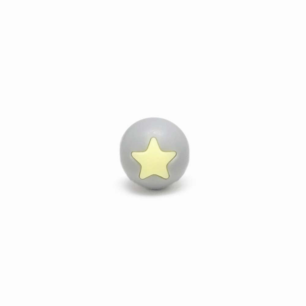 Contas de Silicone com Estrela 15mm CINZA