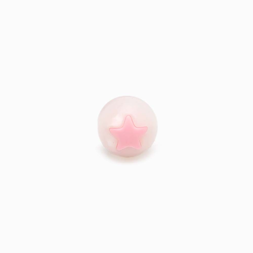 Contas de Silicone com Estrela 15mm ROSA