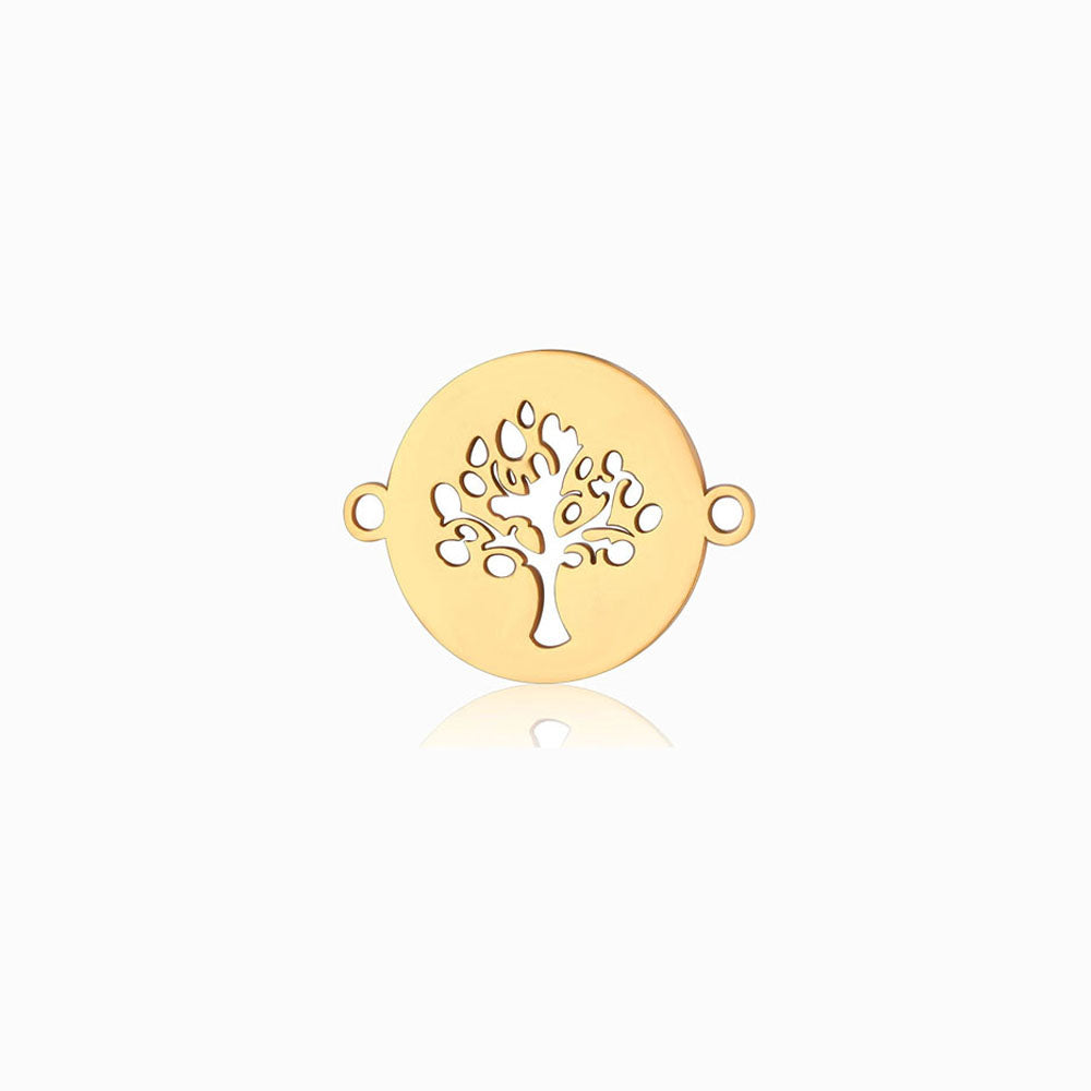 Entremeio Árvore da Vida 19x15mm - Aço Inox Dourado com Acabamento Espelhado