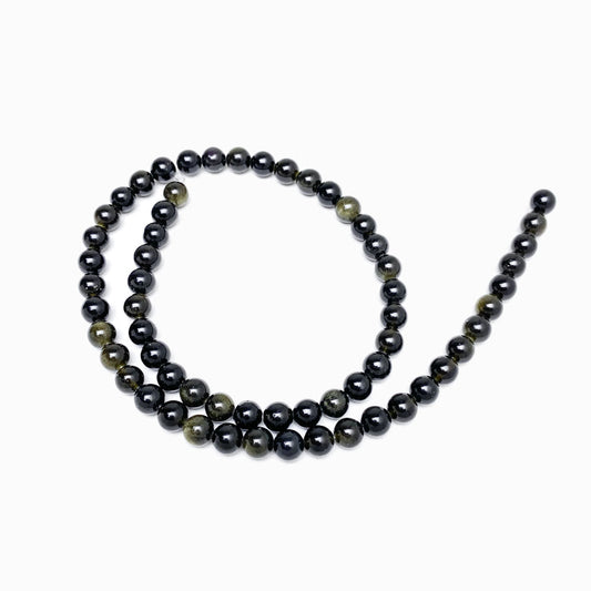 Fiada Contas Obsidiana Dourada 6mm