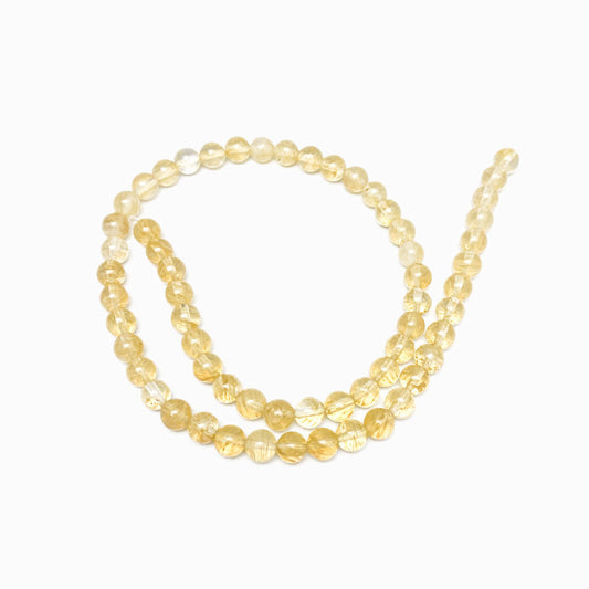 Fiada Contas Quartzo Amarelo Claro 6mm
