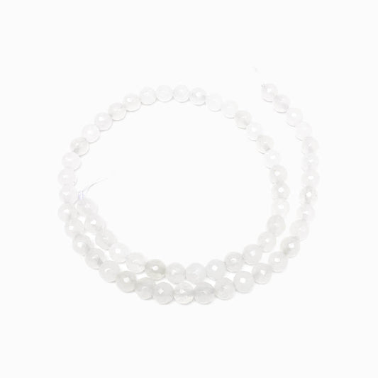 Fiada Contas Facetadas Quartzo Branco 6mm