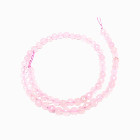 Fiada Contas Facetadas Quartzo Rosa 6mm