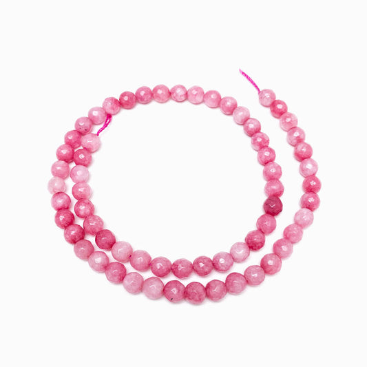 Fiada Contas Facetadas Quartzo Rosa Forte 6mm