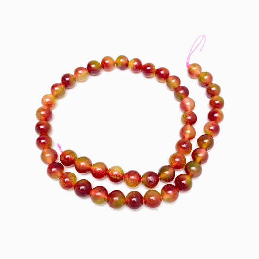 Fiada Contas Quartzo Vermelho/Amarelo 8mm