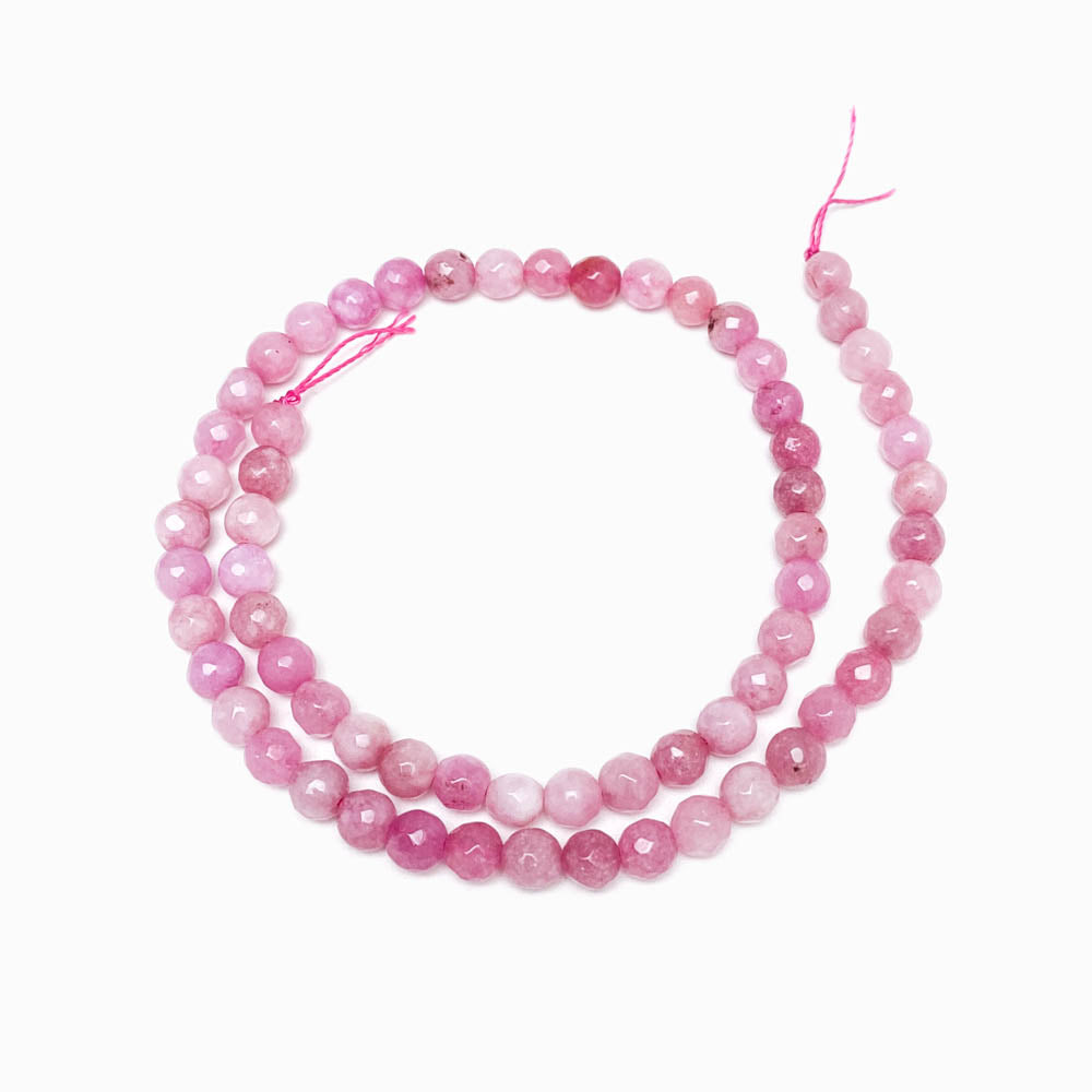 Fiada Contas Facetadas Quartzo Rosa Velho 6mm