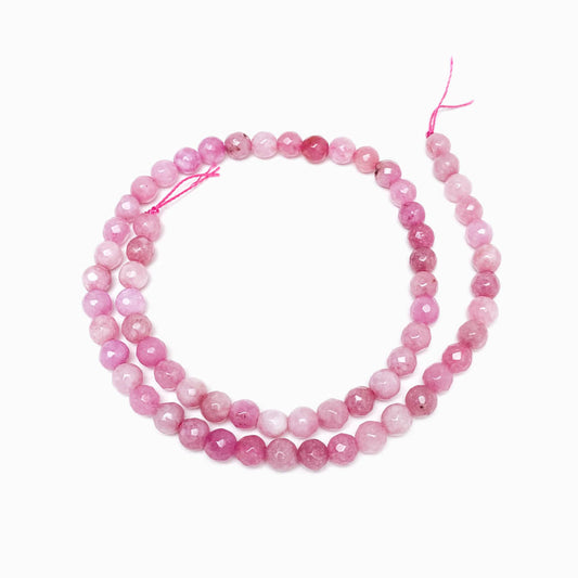Fiada Contas Facetadas Quartzo Rosa Velho 6mm
