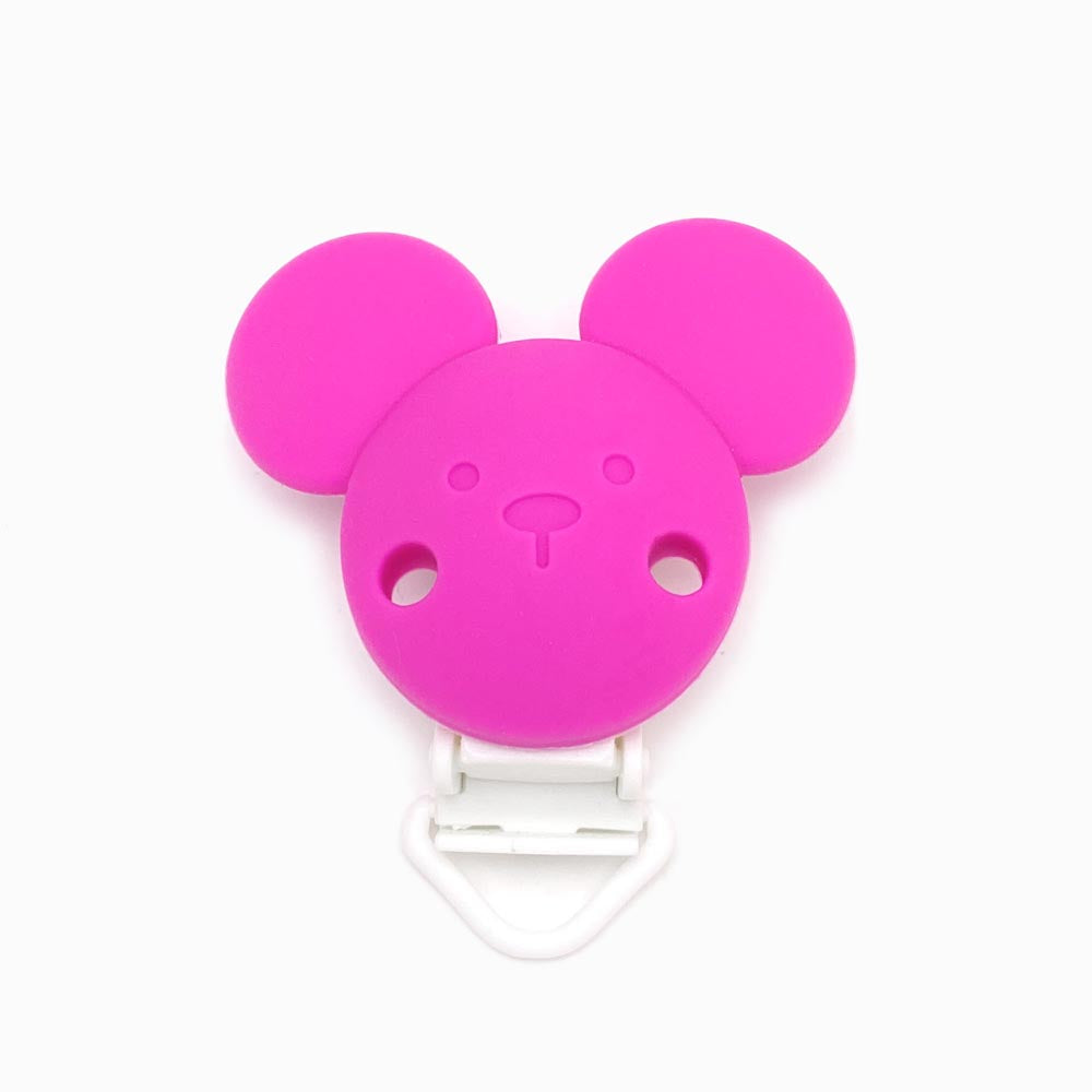 Mola para chupeta em silicone desenho mickey rosa choque