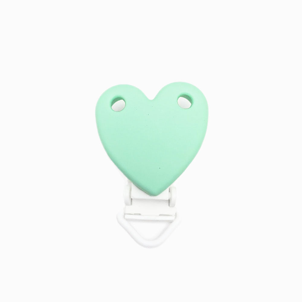 Mola para Chupeta de Silicone Coração VERDE ÁGUA