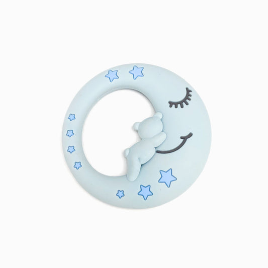 Mordedor de Silicone Lua e Estrela Azul Claro