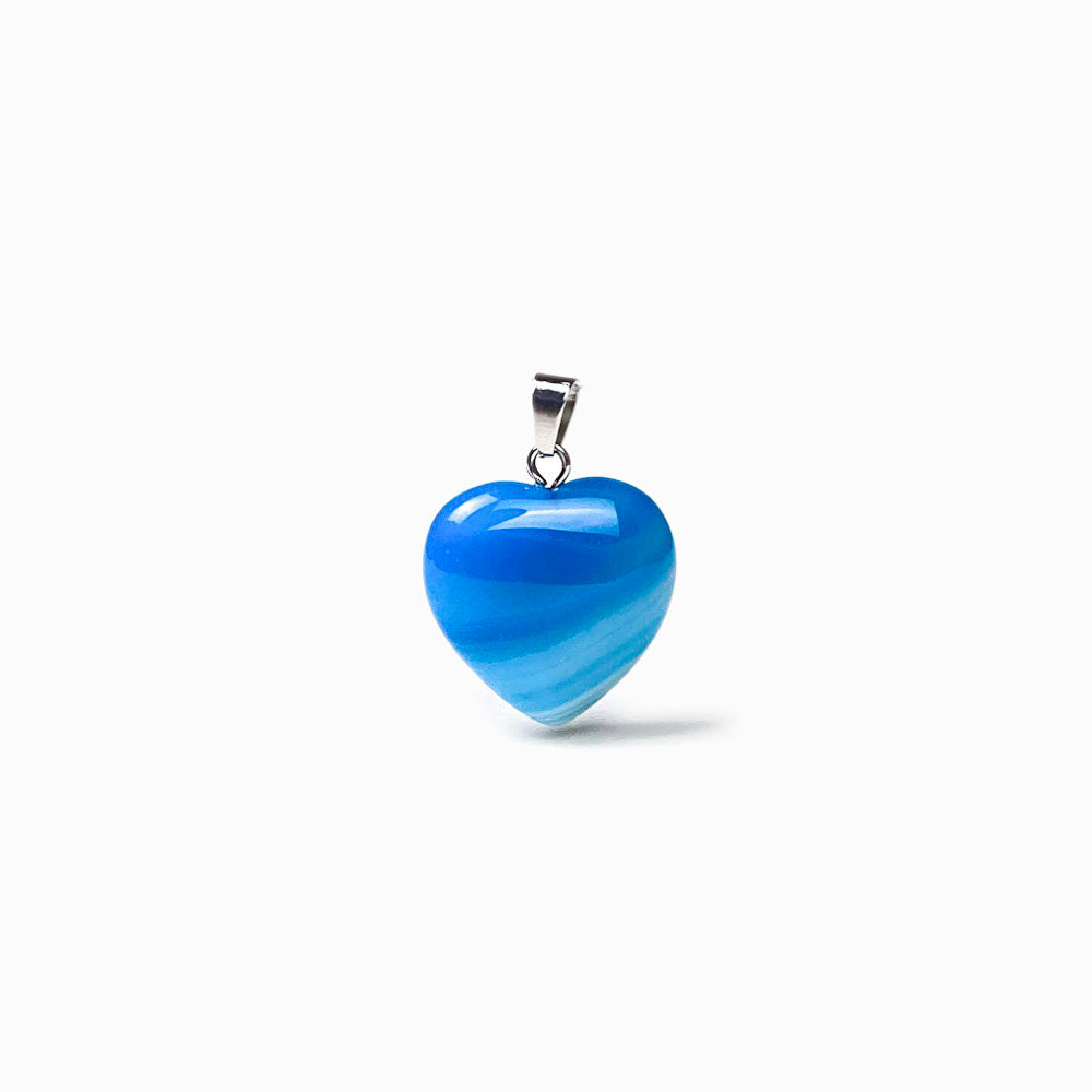 Pêndulo coração de pedra natural ágata azul